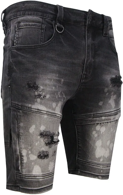 Men's Black Diamond Denim Shorts