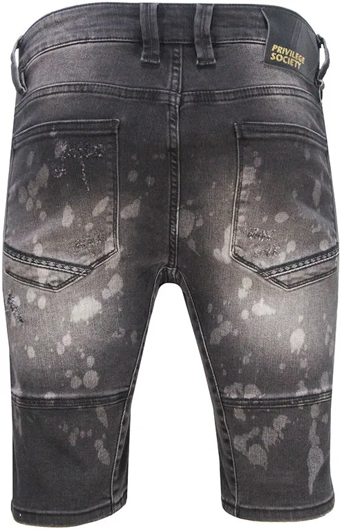 Men's Black Diamond Denim Shorts