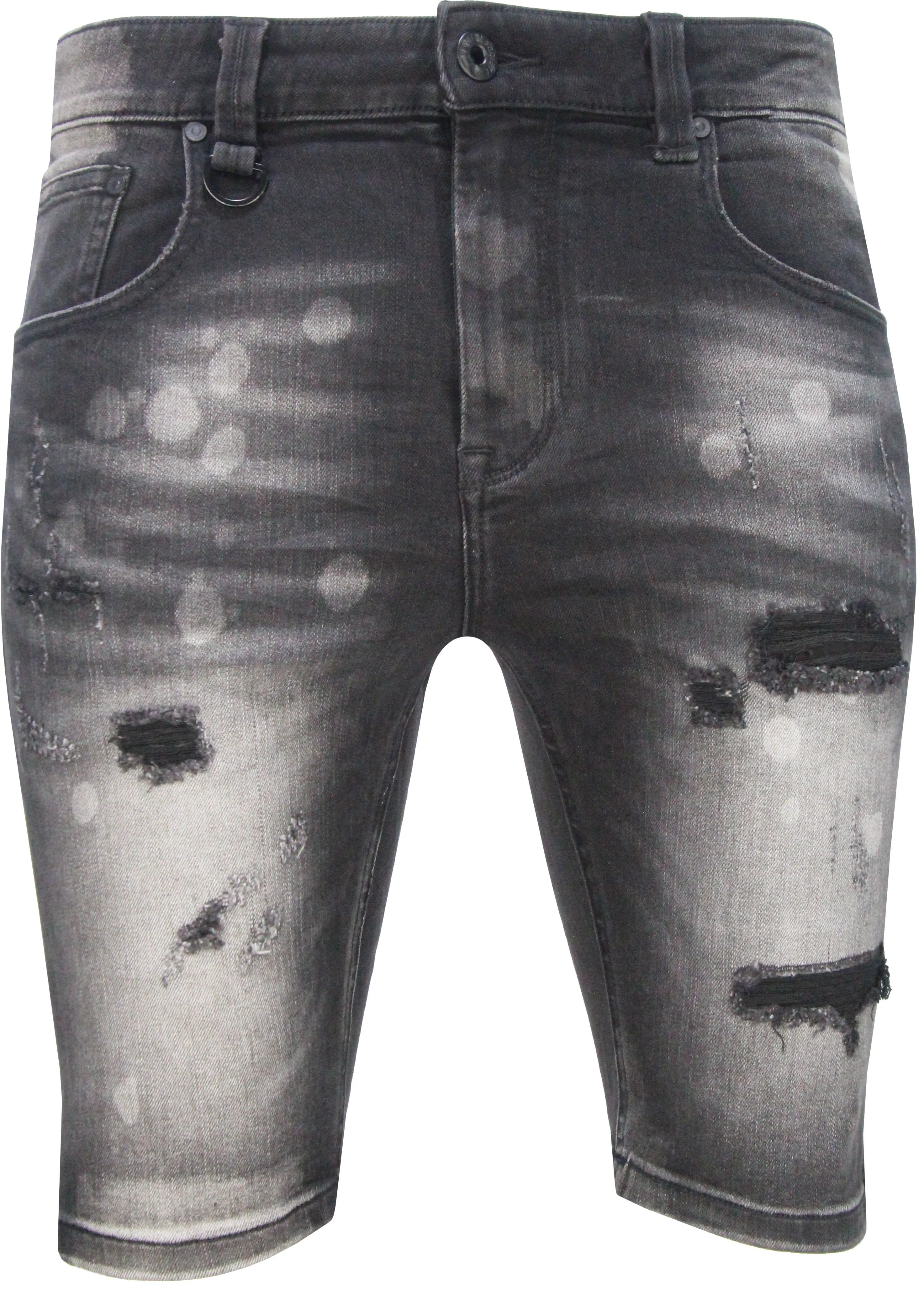 Men's Black Powder Denim Shorts