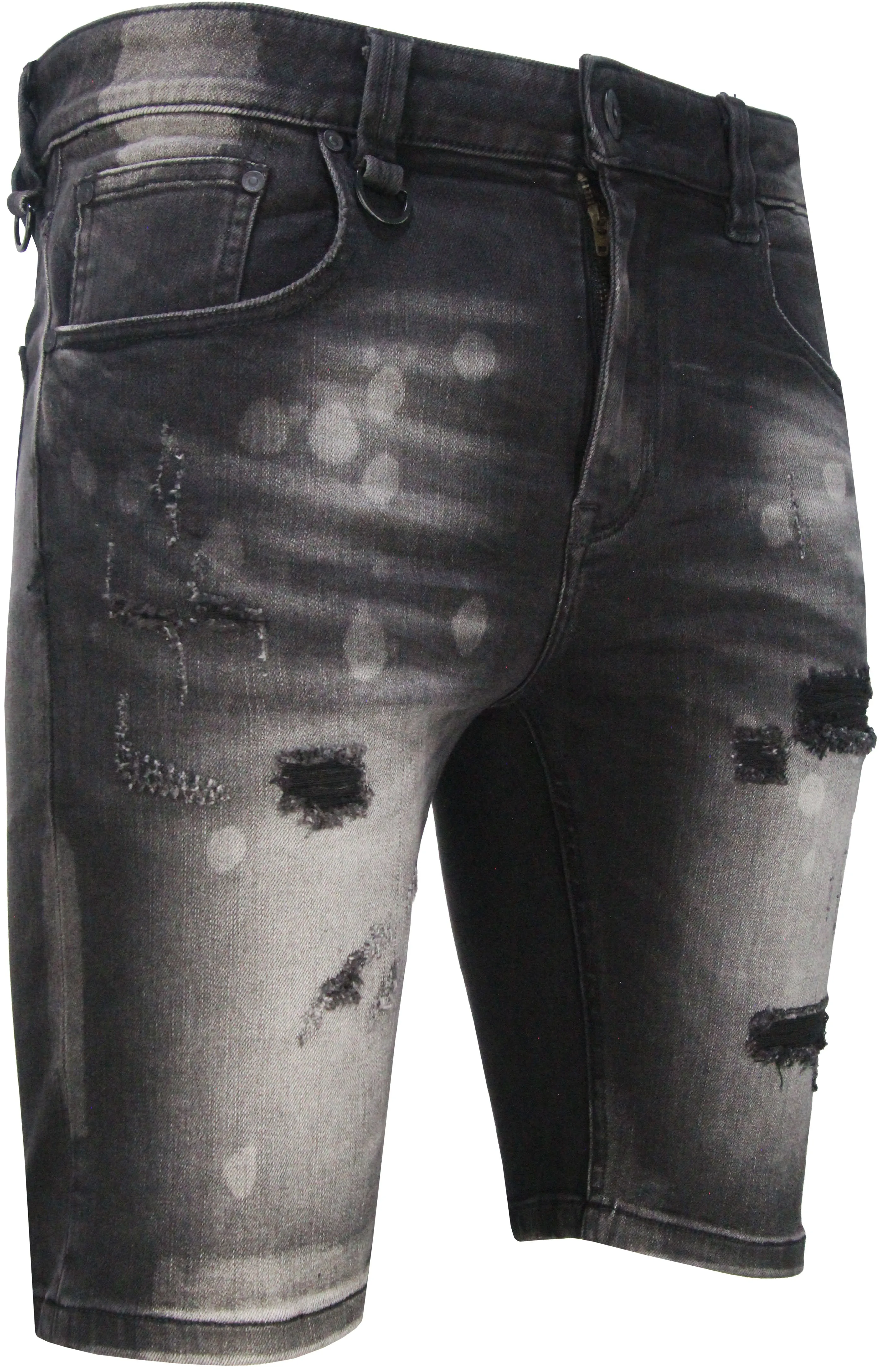 Men's Black Powder Denim Shorts