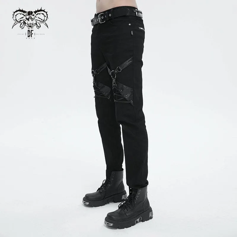 Men's Punk Buckle Splice Pants