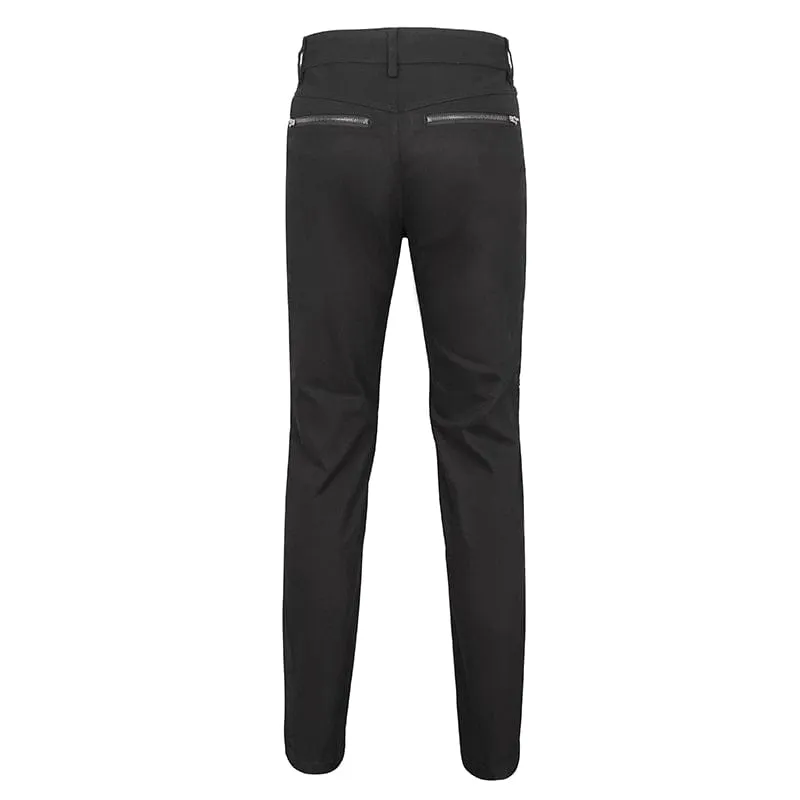 Men's Punk Buckle Splice Pants