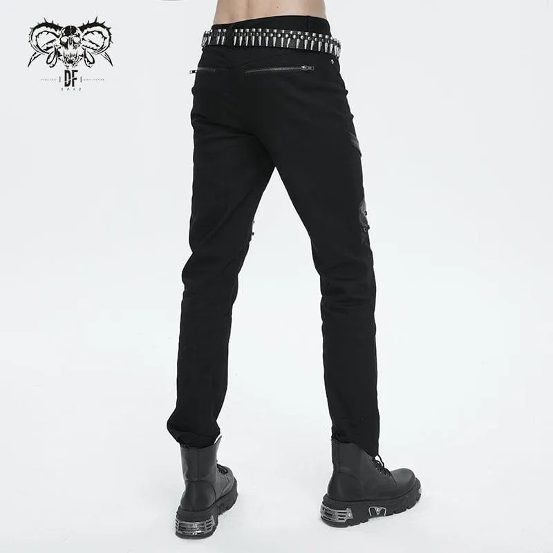 Men's Punk Buckle Splice Pants