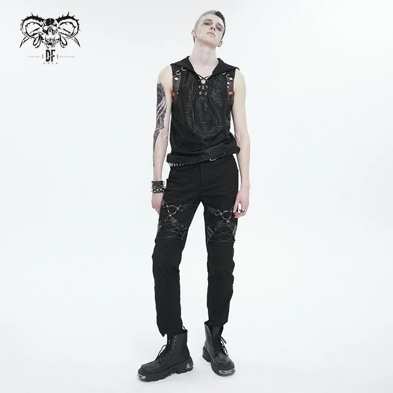 Men's Punk Buckle Splice Pants