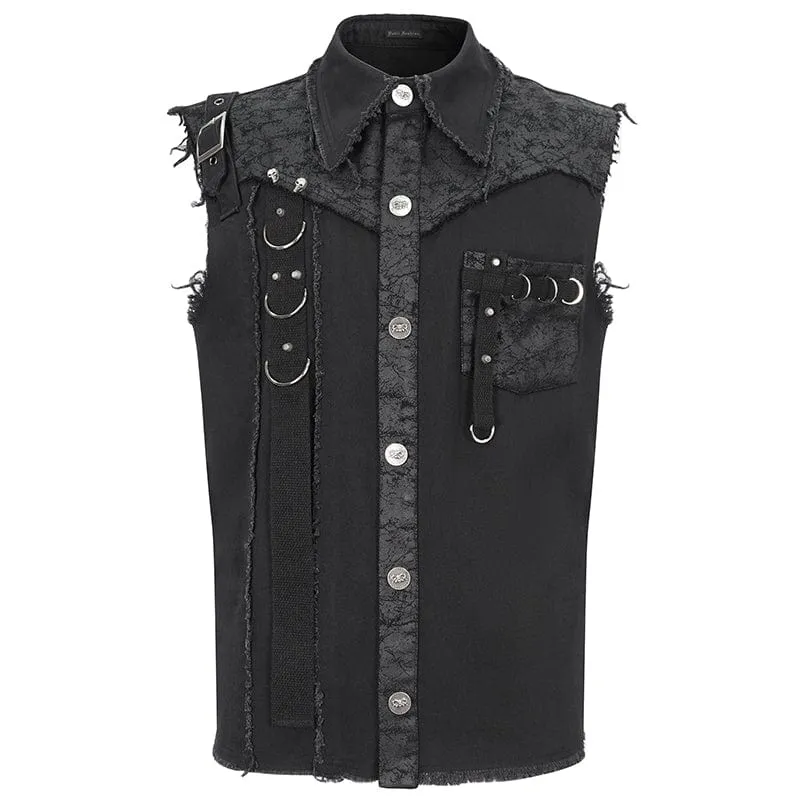 Men's Punk Buckle Splice Unedged Vest