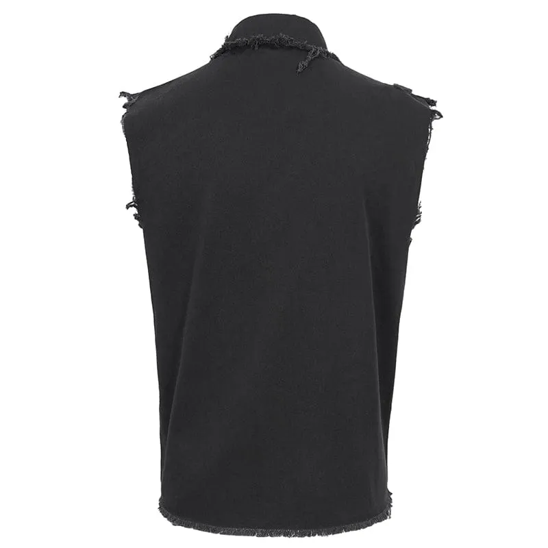 Men's Punk Buckle Splice Unedged Vest