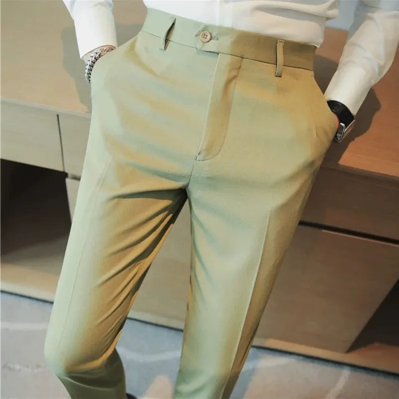 Men's Solid Straight Casual Pants: High-Quality, Fashionable Simplicity for Formal Business and Office Social Events