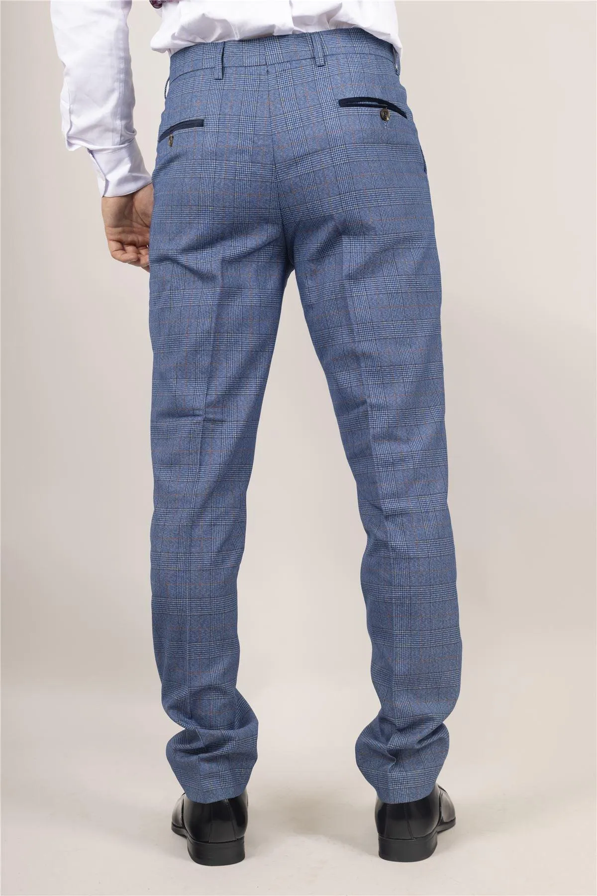 Men's Trousers Blue Checked Casual Formal Pants