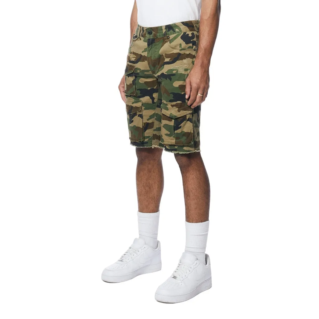 Multi Cargo Twill Shorts - Wood Camo