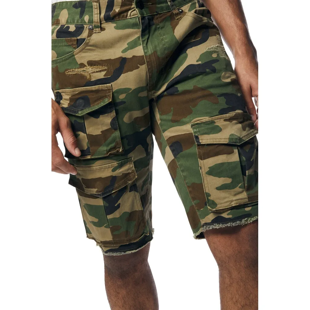 Multi Cargo Twill Shorts - Wood Camo