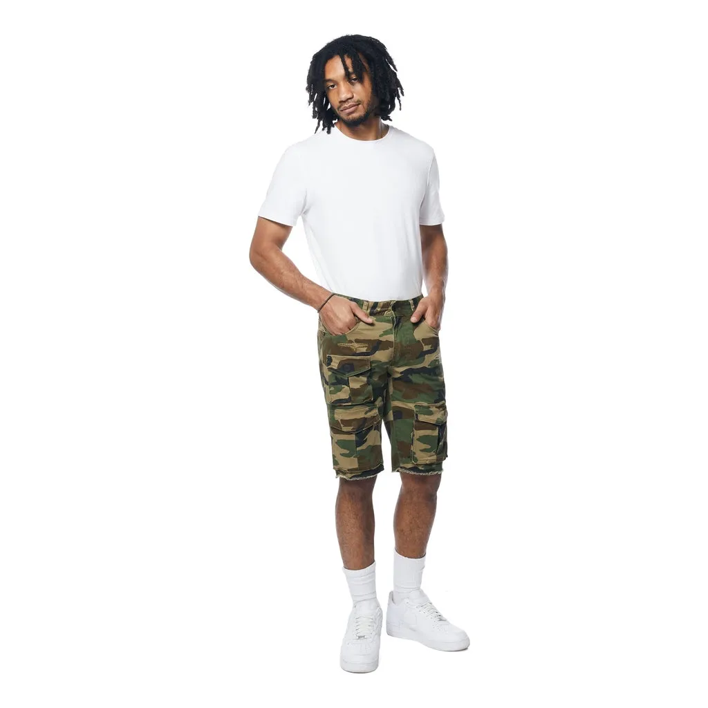 Multi Cargo Twill Shorts - Wood Camo