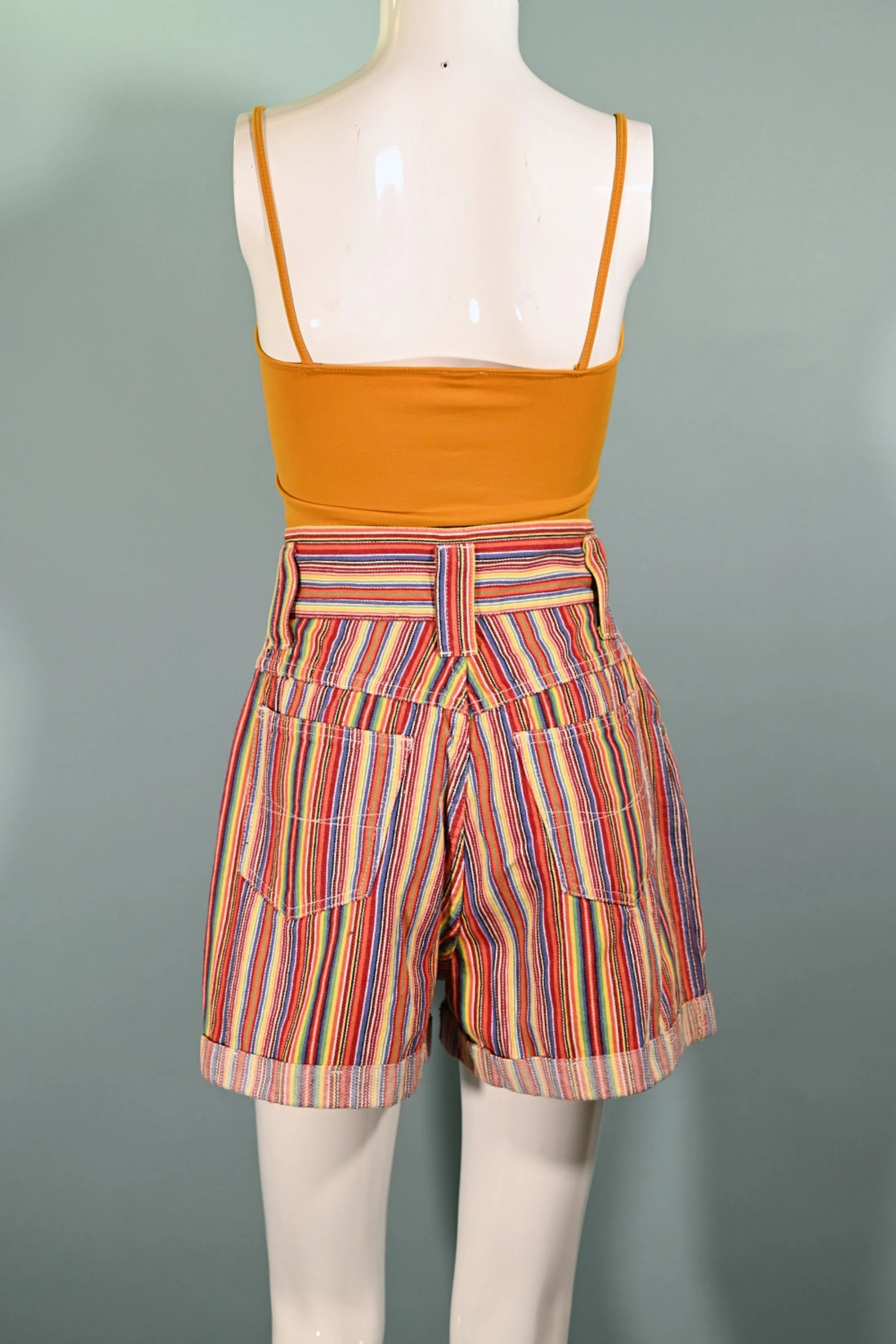 Nada Nuff 80s High Waist Striped Shorts SZ 9