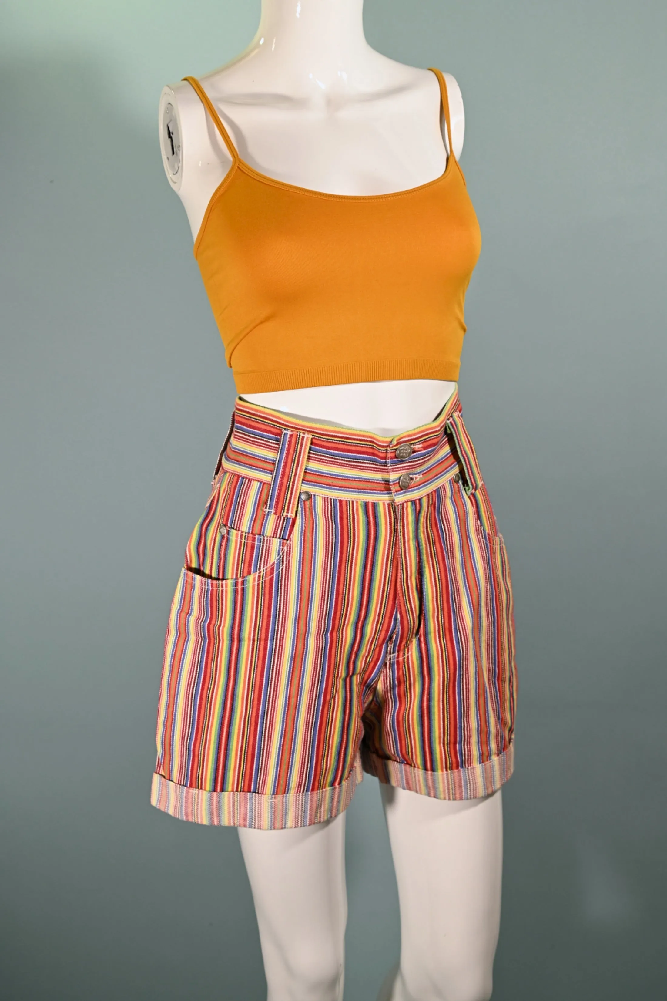 Nada Nuff 80s High Waist Striped Shorts SZ 9