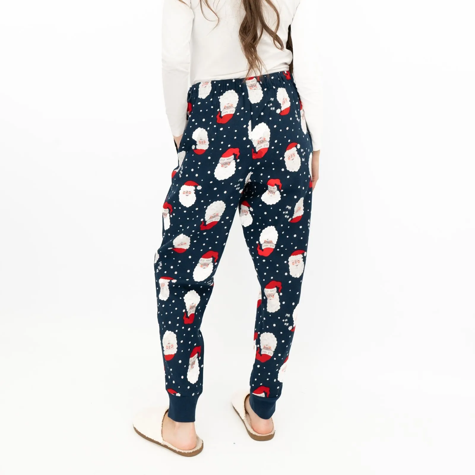 Old Navy Gap Womens Navy Santa Head Christmas Jogger Style Pyjama Bottoms Elasticated Waist Trousers