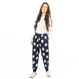 Old Navy Gap Womens Navy Santa Head Christmas Jogger Style Pyjama Bottoms Elasticated Waist Trousers