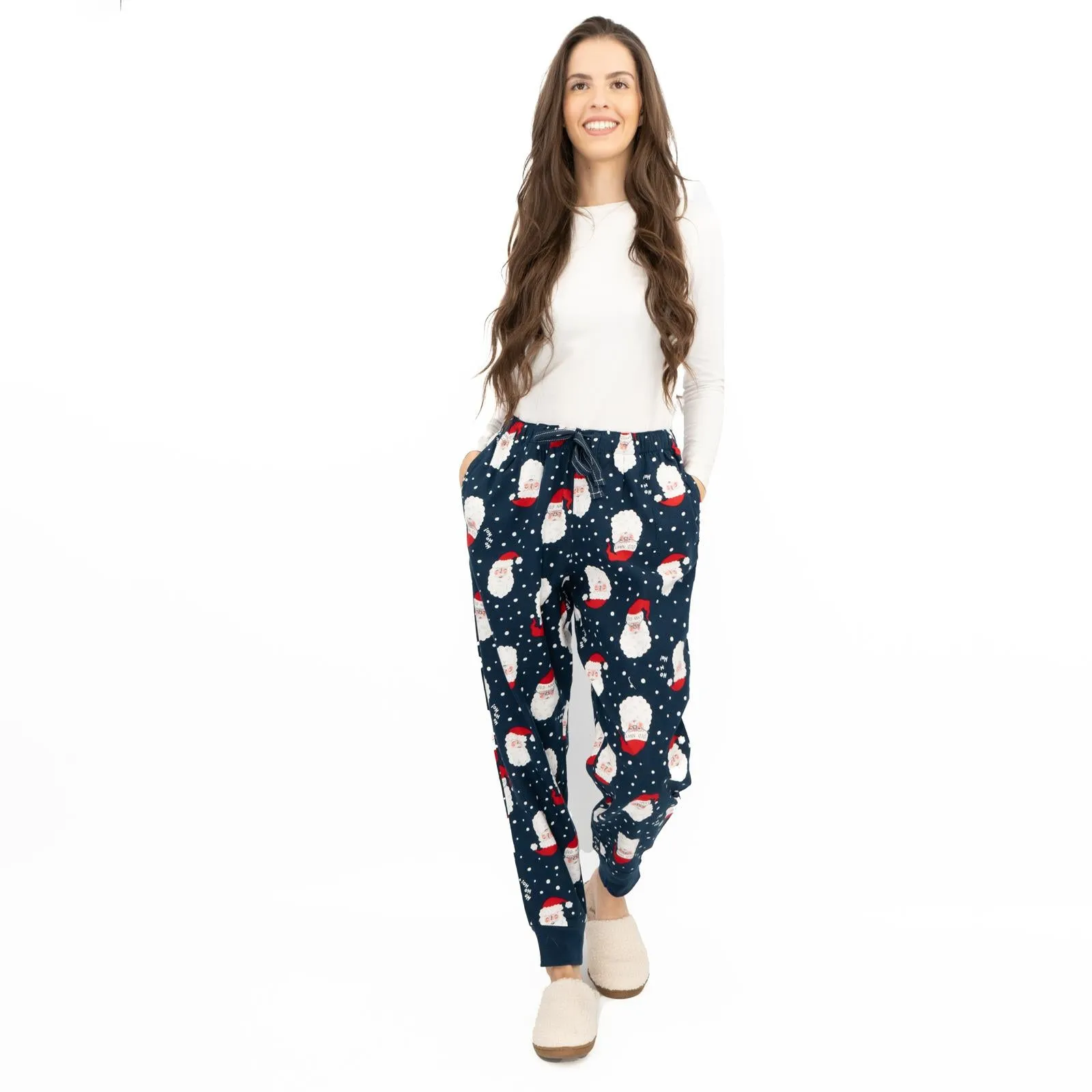 Old Navy Gap Womens Navy Santa Head Christmas Jogger Style Pyjama Bottoms Elasticated Waist Trousers