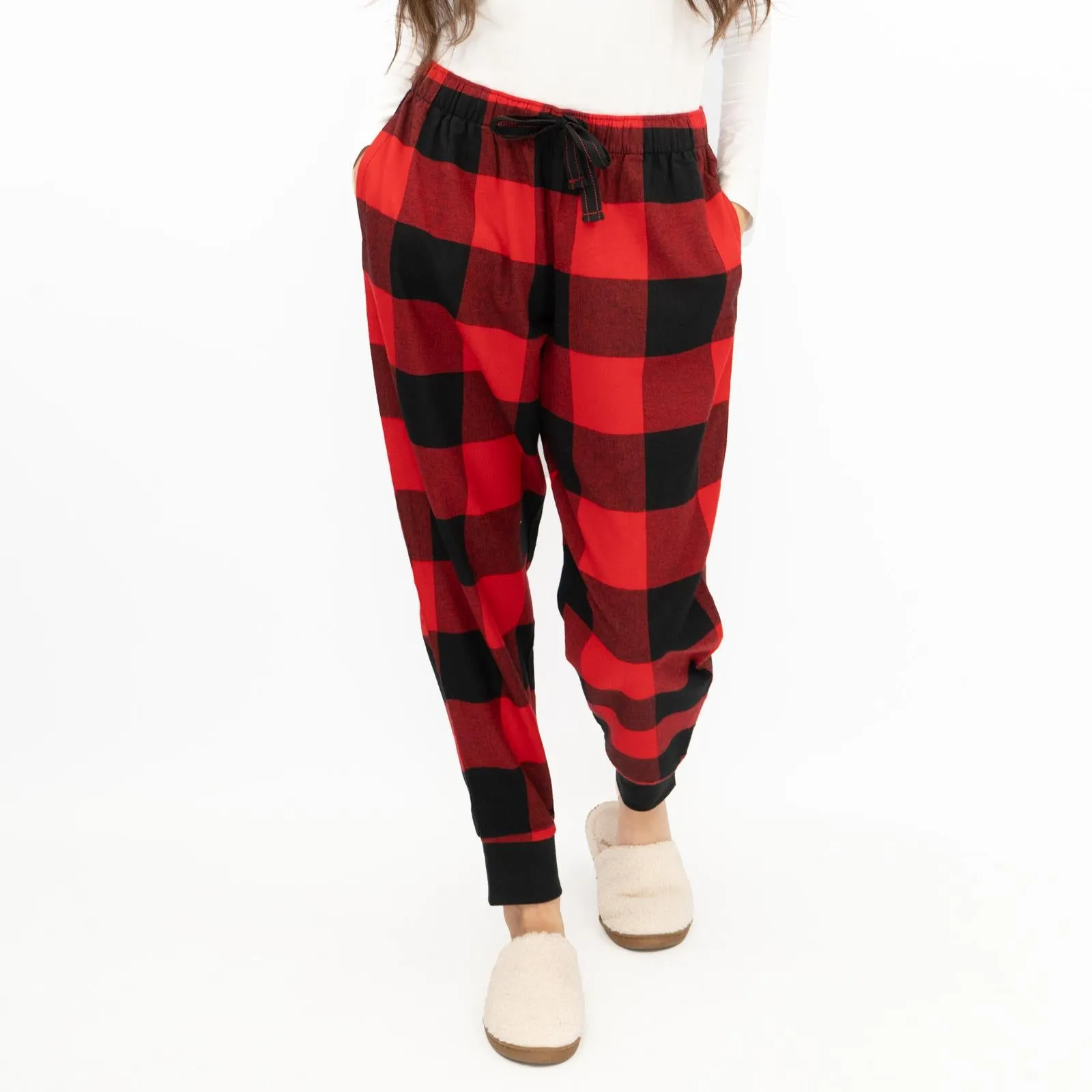 Old Navy Gap Womens Red Tartan Jogger Style Pyjama Bottoms Elasticated Waist PJ Trousers