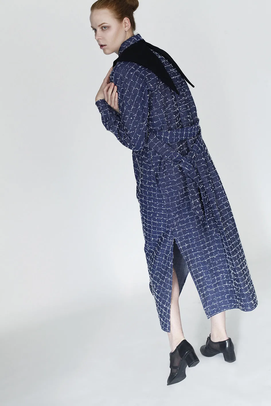 Origami Denim Maxi Shirt  / Navy