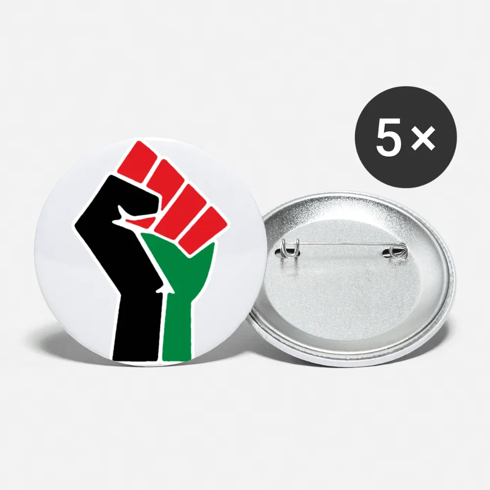 Pan African Black Power Fist RBG Buttons large 2.2'' (5-pack)