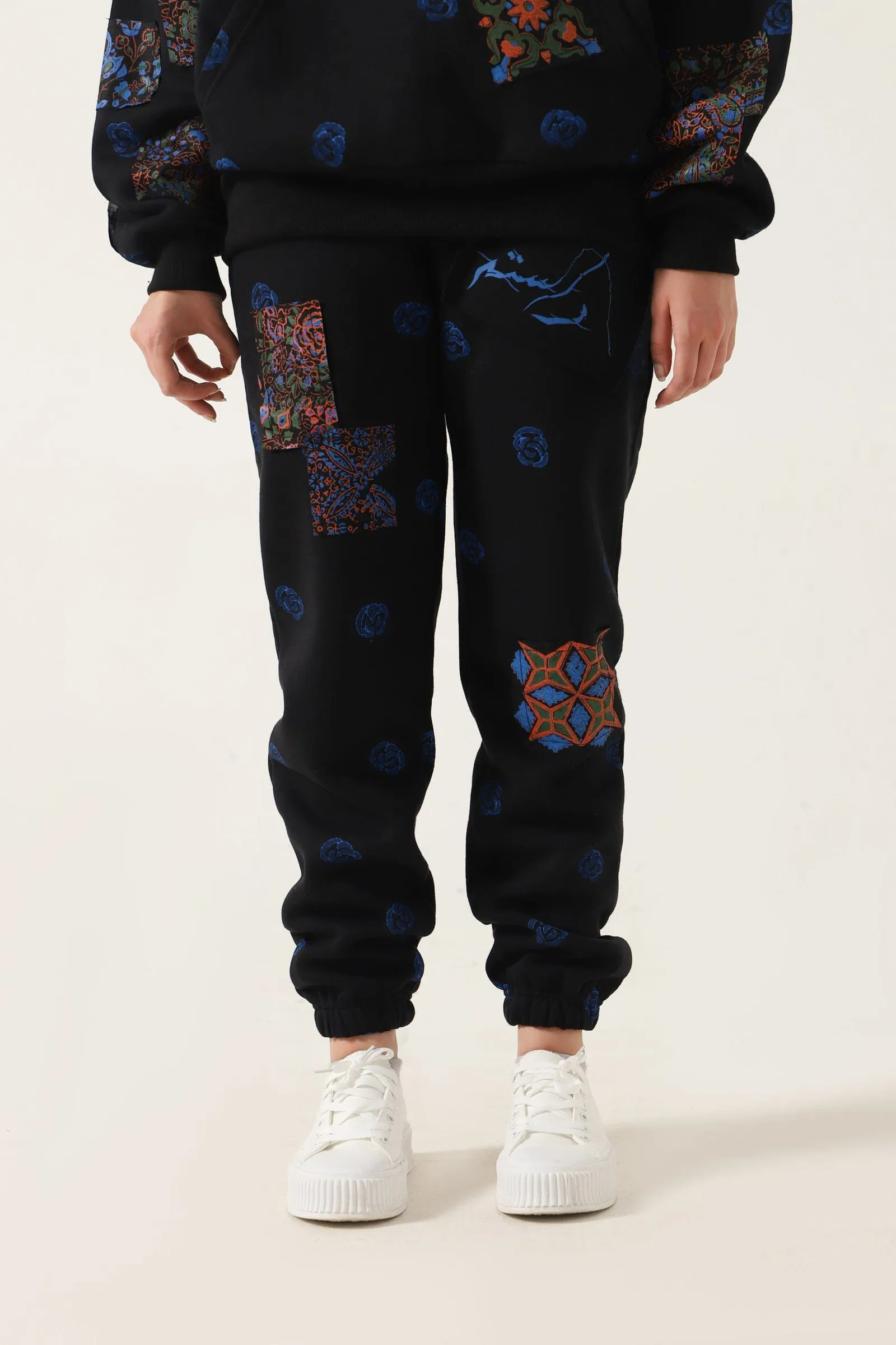 PATCHWORK BLOCK PRINT SWEATPANTS