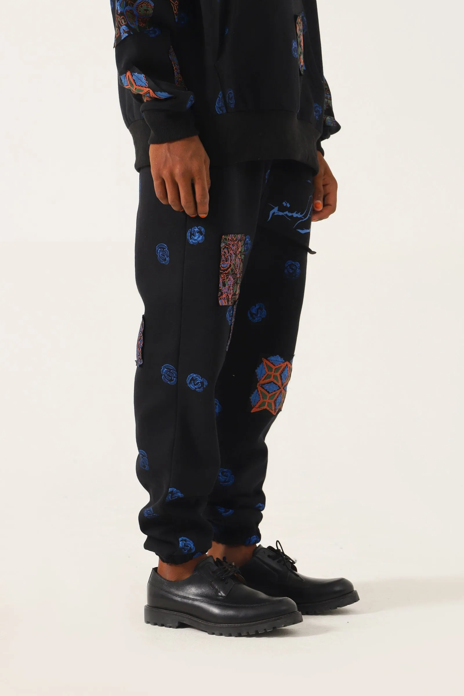 PATCHWORK BLOCK PRINT SWEATPANTS