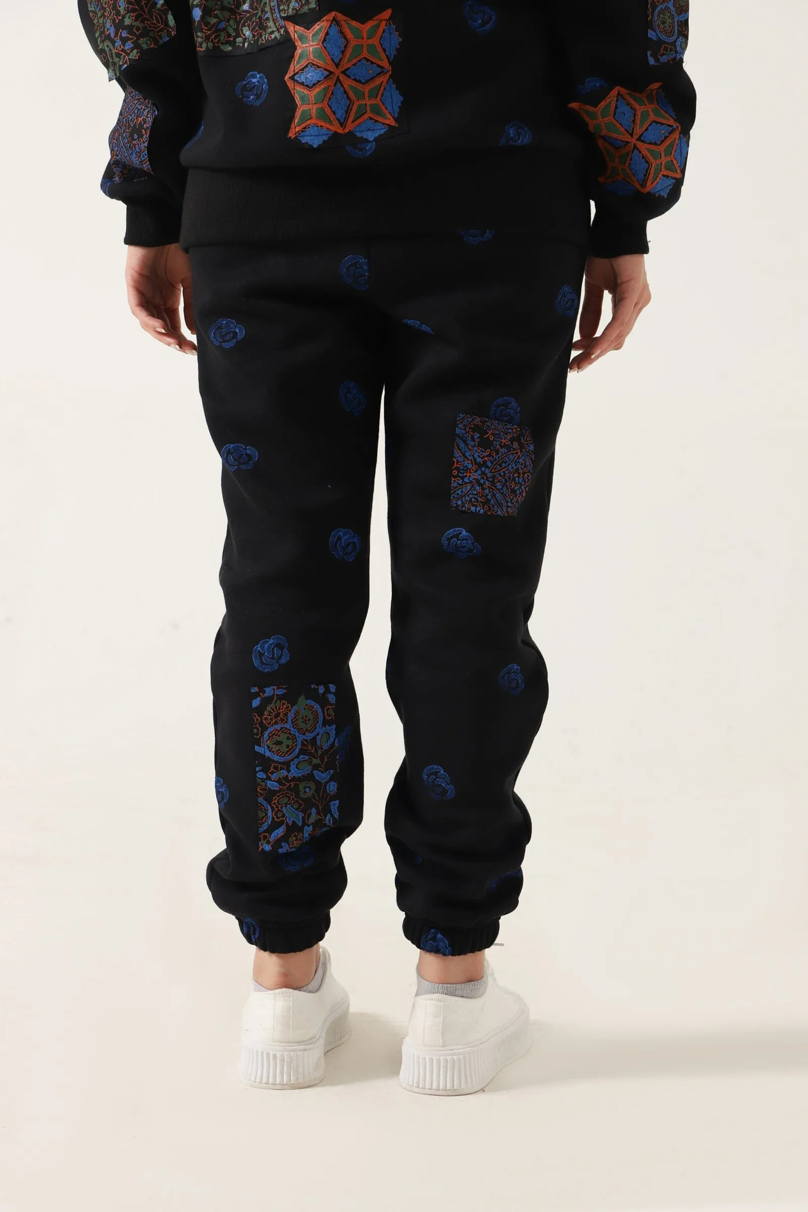 PATCHWORK BLOCK PRINT SWEATPANTS