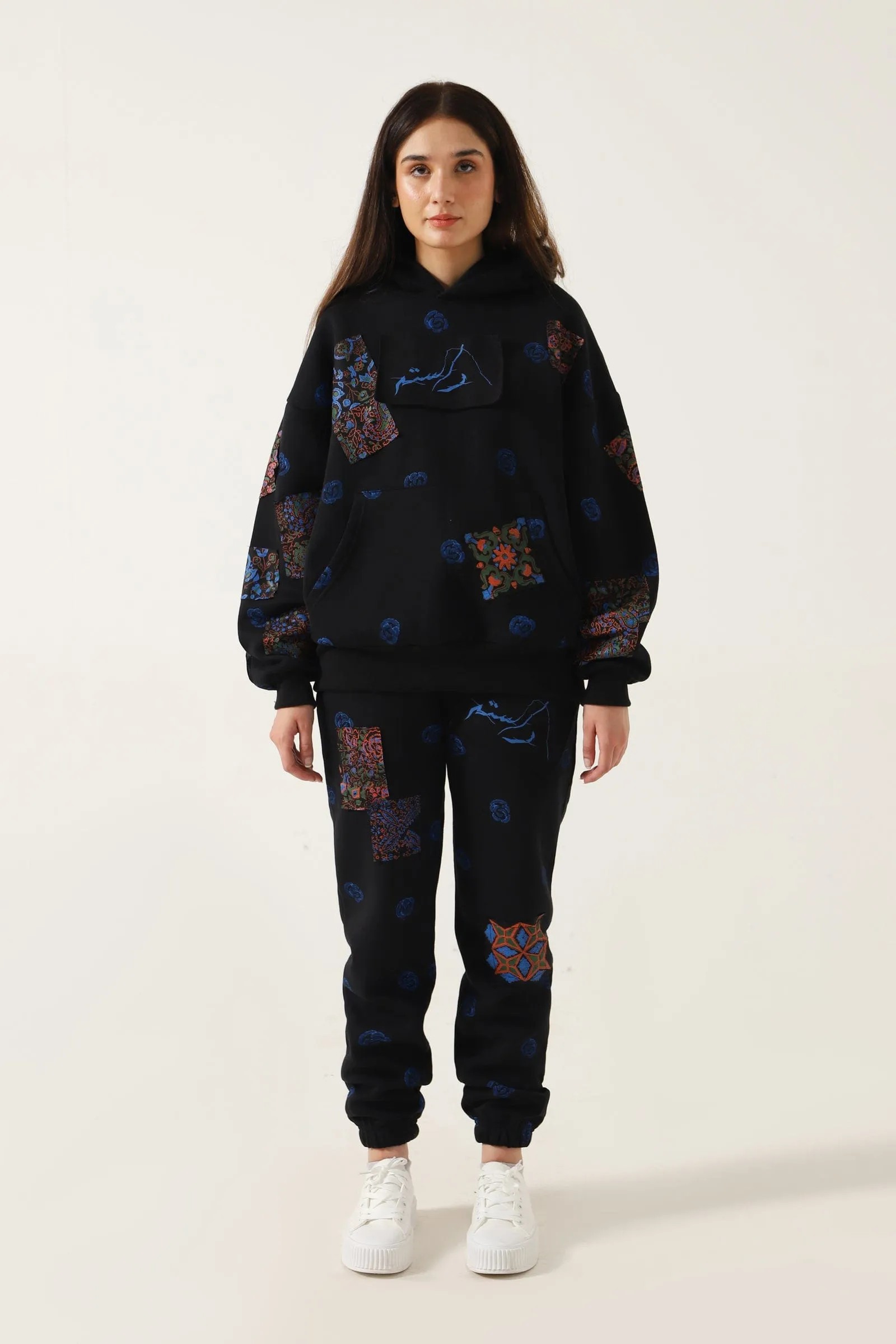 PATCHWORK BLOCK PRINT SWEATPANTS