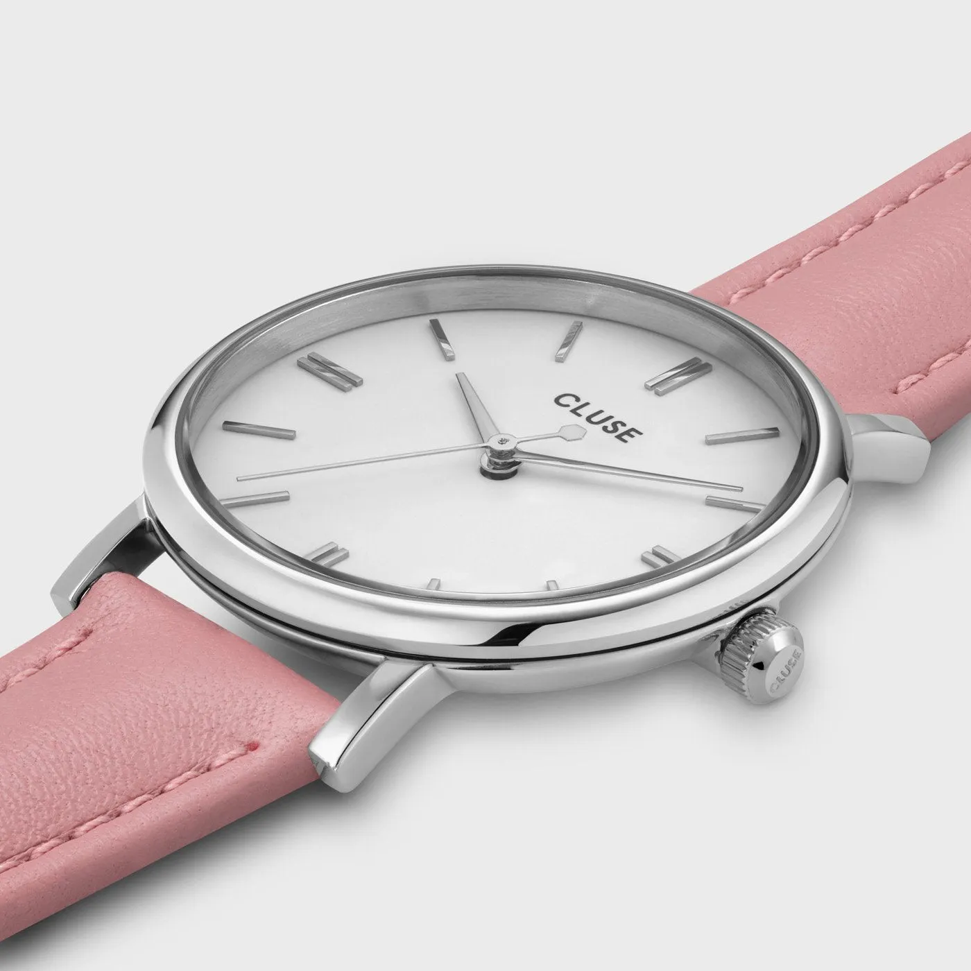 Pavane Petite Leather Pink, Silver Colour