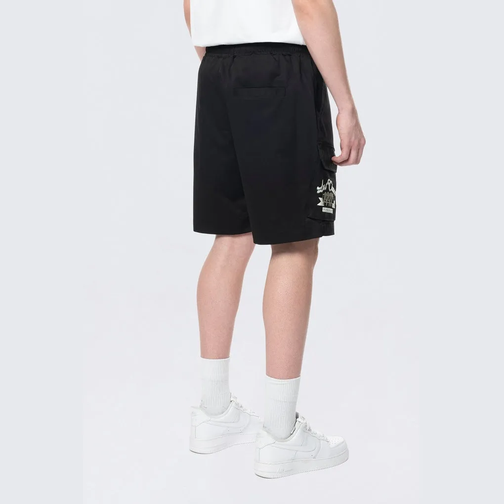 Pitstop Cargo Twill Lounge Shorts - Black