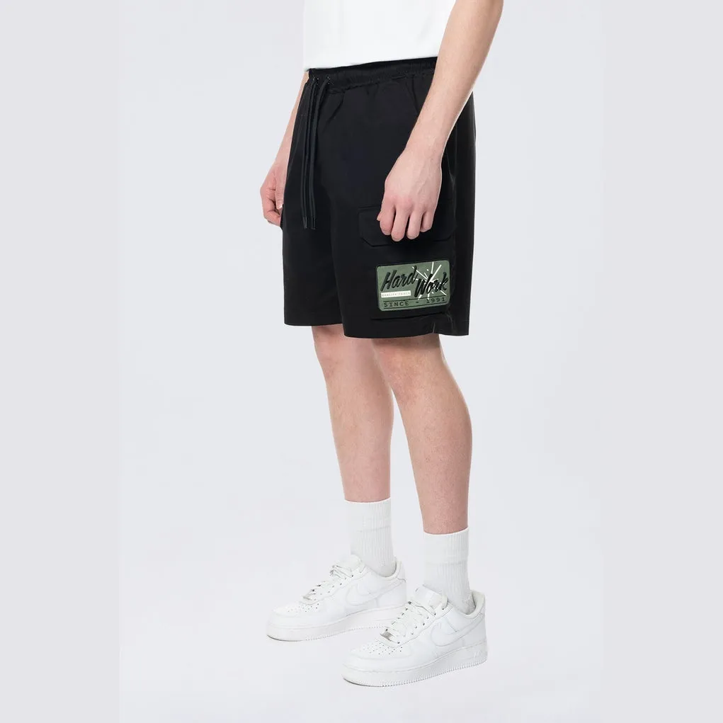 Pitstop Cargo Twill Lounge Shorts - Black