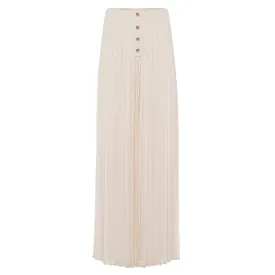 Pleated Chiffon Wide Leg Pant - Ivory