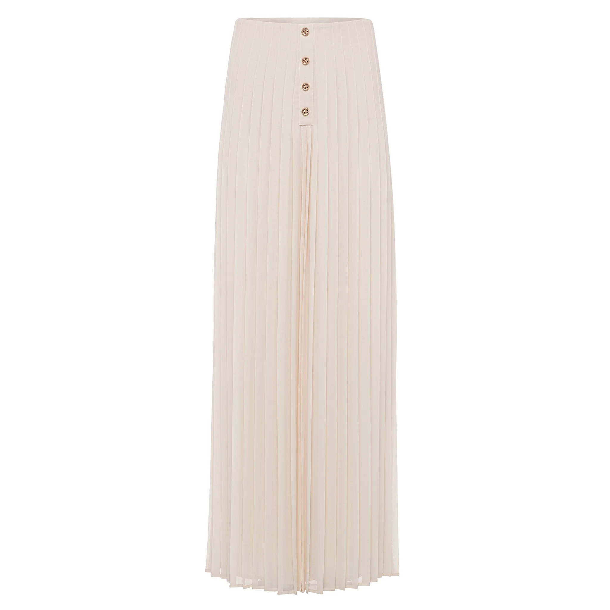 Pleated Chiffon Wide Leg Pant - Ivory