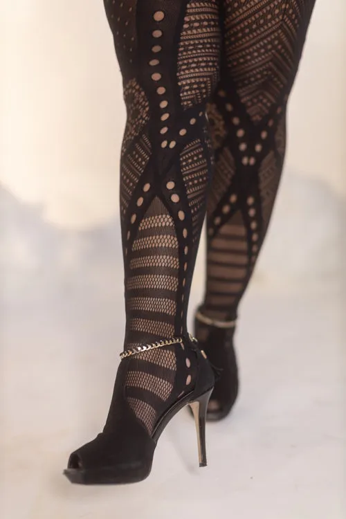 Plus Size Melange of Patterns Net Tights