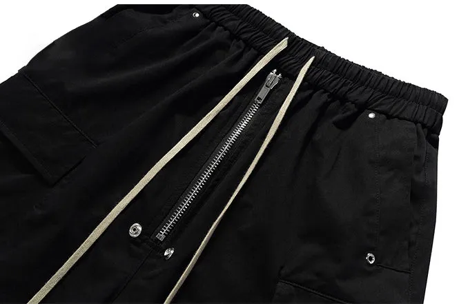 Pockets | Hip Hop Zip-up Long Drawstring Shorts