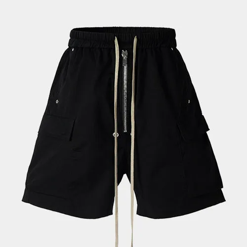 Pockets | Hip Hop Zip-up Long Drawstring Shorts