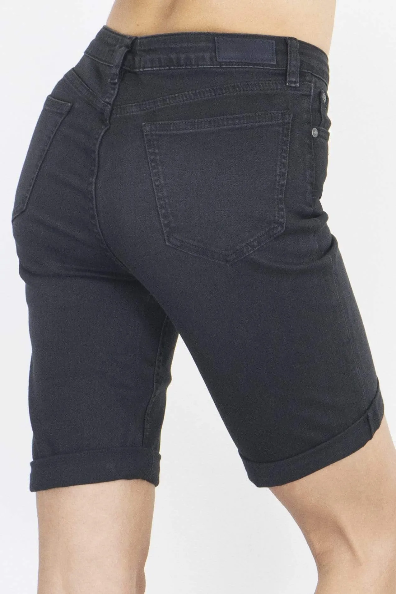 Premium Overdye Black Denim Bermuda Shorts