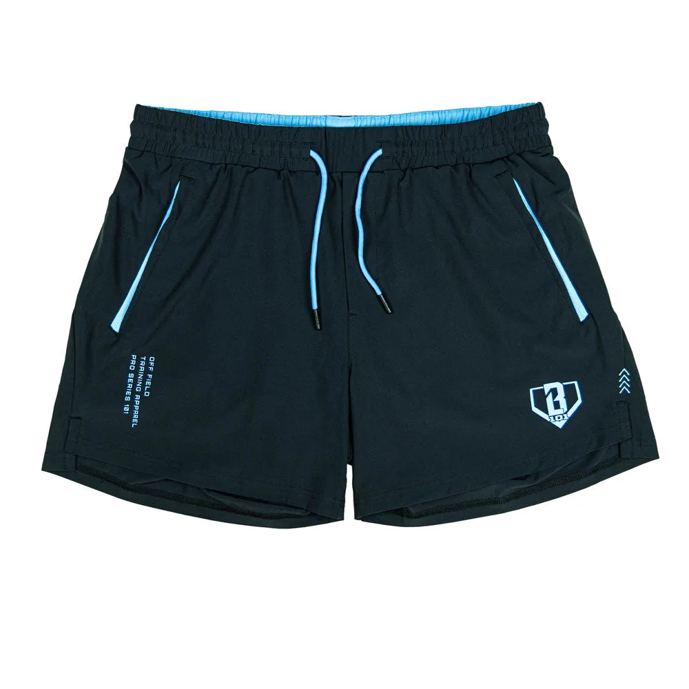 Pro Series V2 Youth Shorts - Black with Light Blue Accents