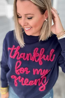 Queen Of Sparkles - Thankful For My Queens Glitter Script Sweater