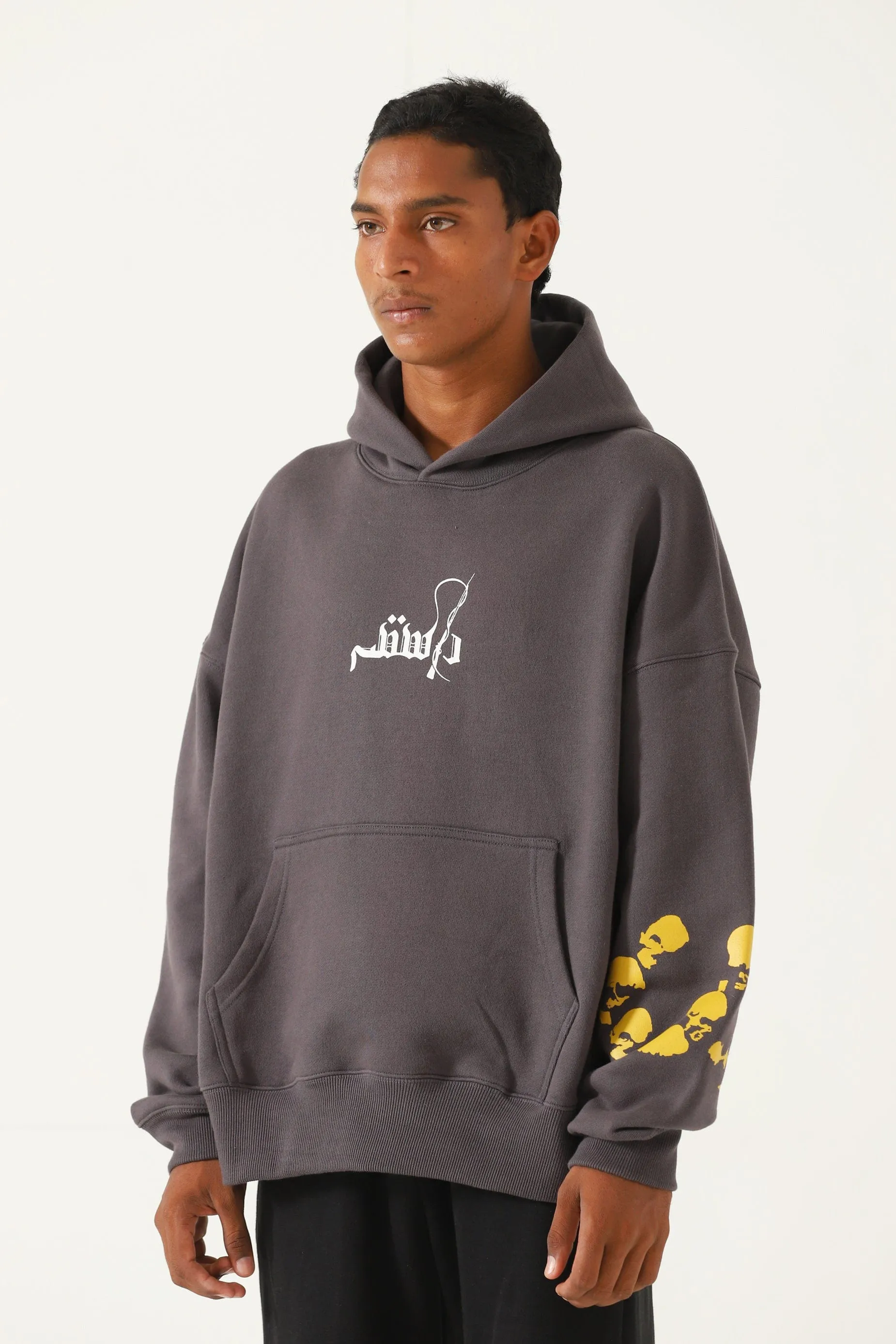 "LOOT LIYA" PATCHWORK GREY HOODIE