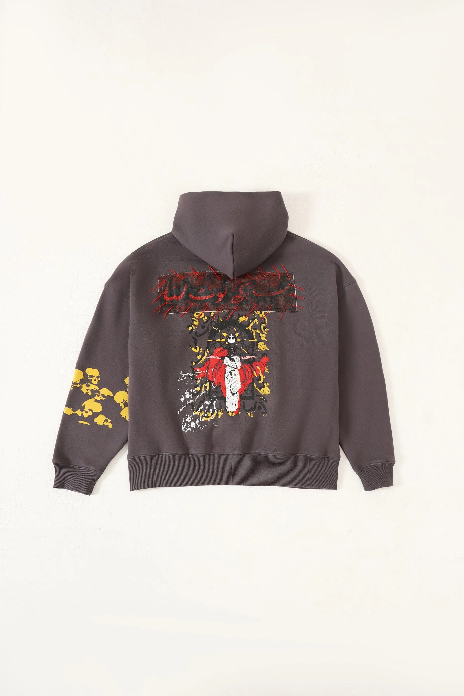 "LOOT LIYA" PATCHWORK GREY HOODIE