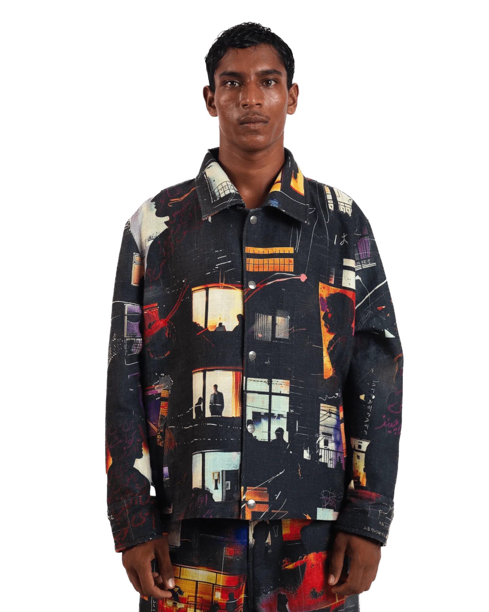 "Nocturnal Reverie" Abstract Printed Coach Jacket