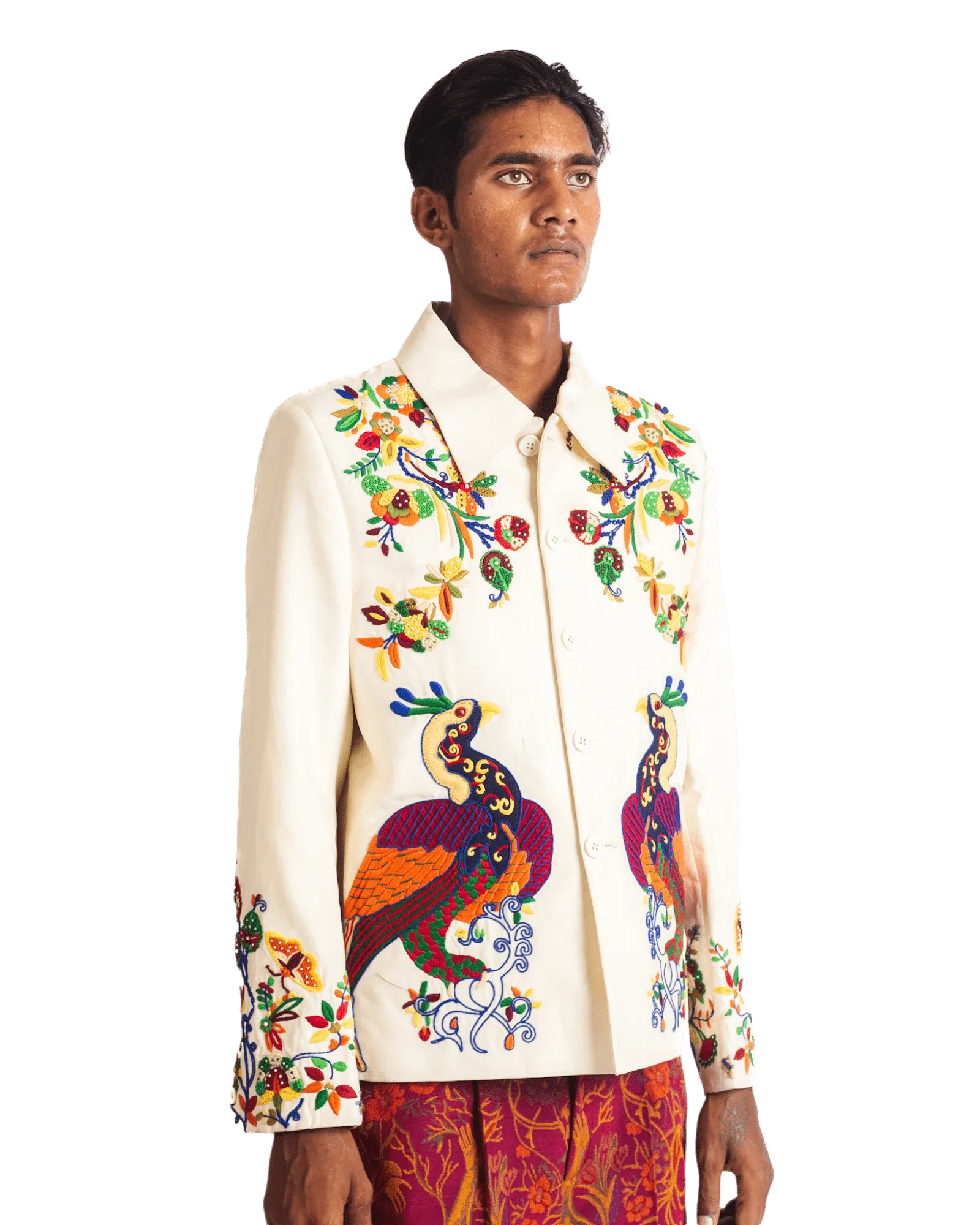 "PAINTED BIRD" SILK JACKET