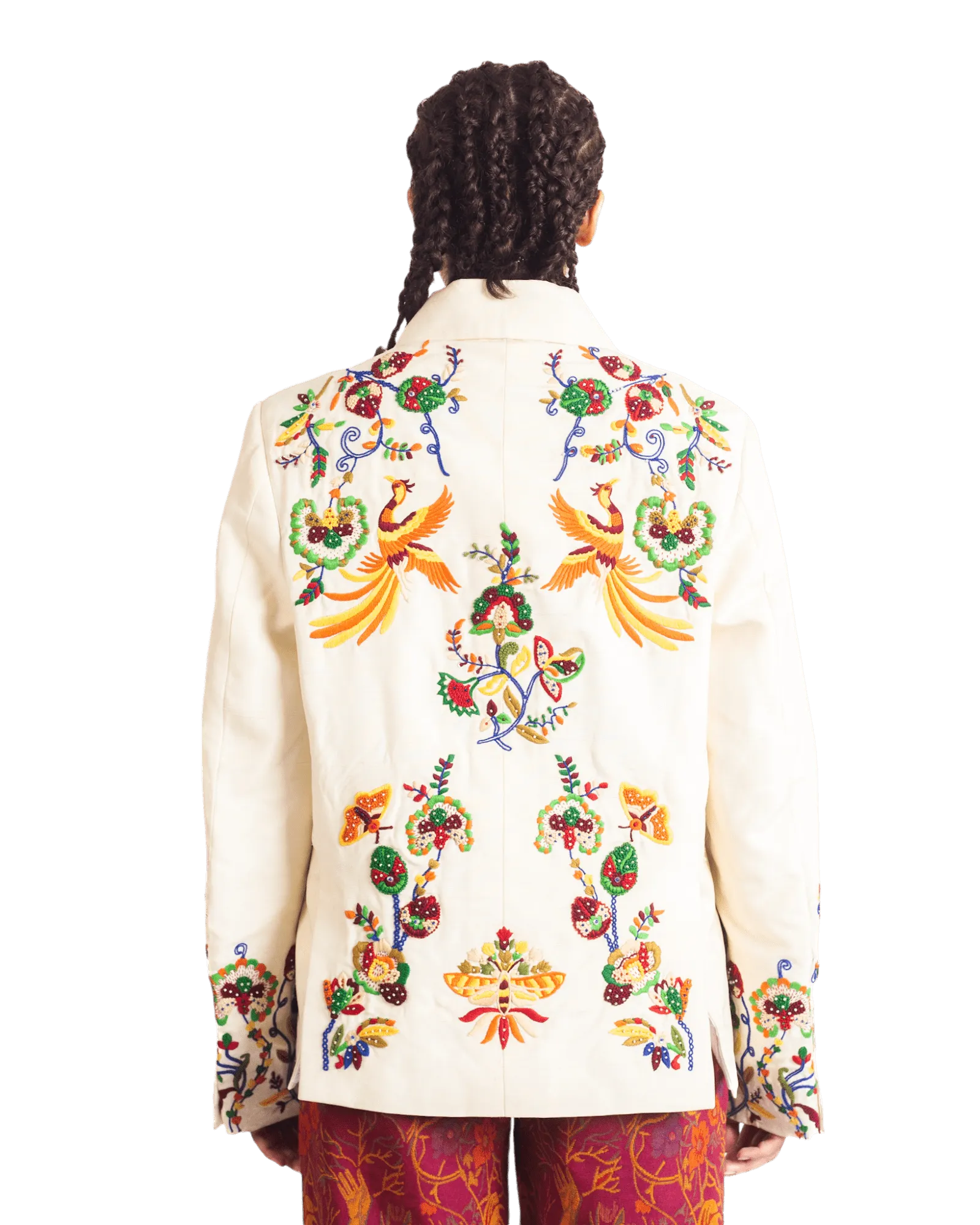 "PAINTED BIRD" SILK JACKET