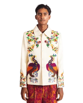 "PAINTED BIRD" SILK JACKET