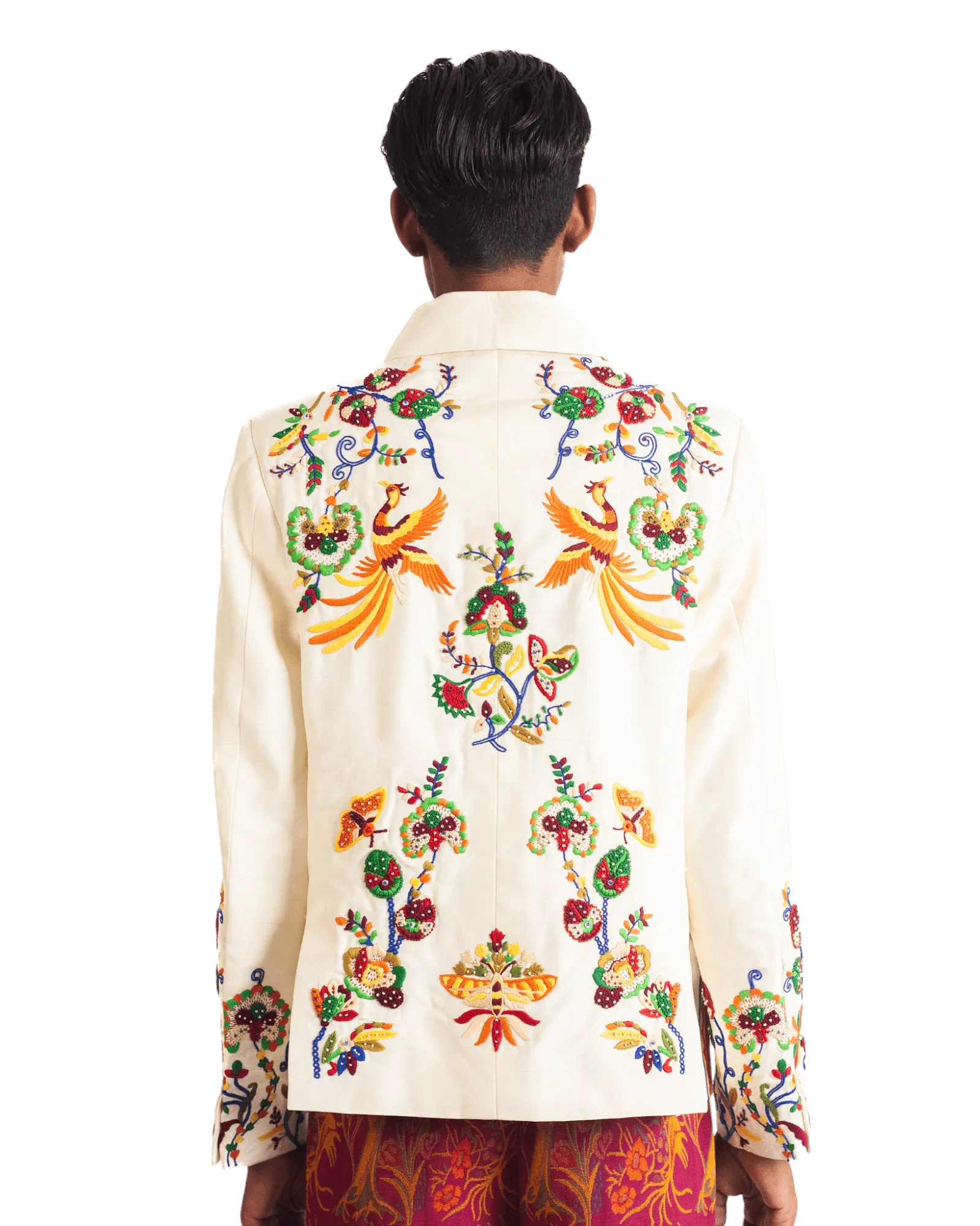 "PAINTED BIRD" SILK JACKET