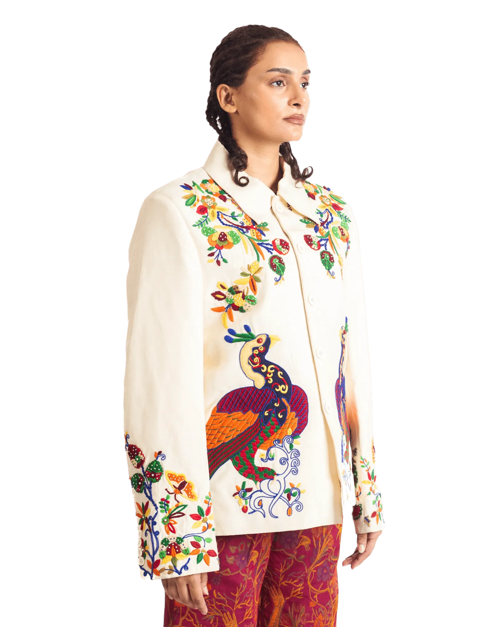 "PAINTED BIRD" SILK JACKET