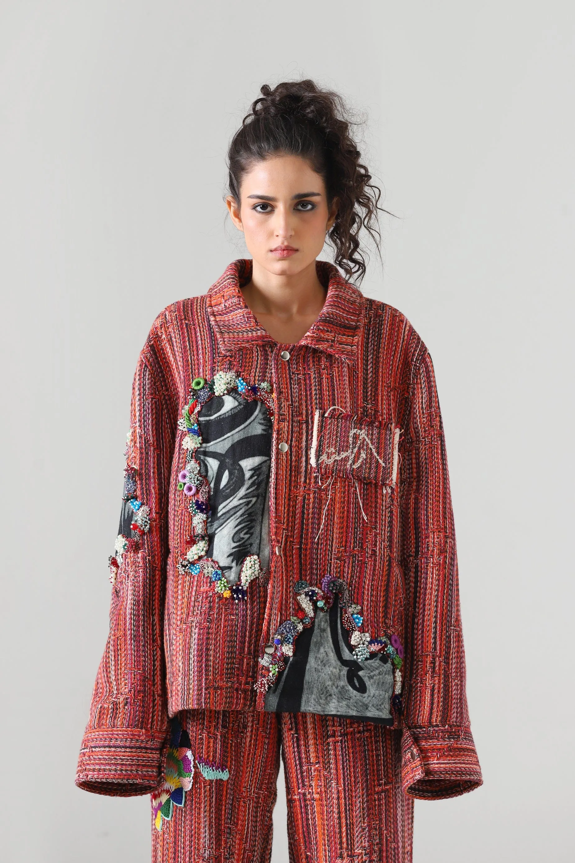 "SADEQUAIN" JAQUARD EMBROIDERY JACKET