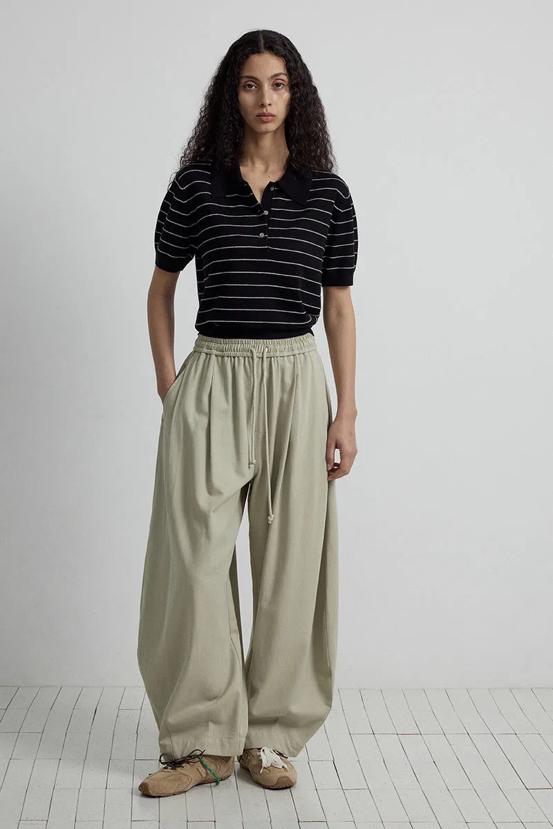 Relaxed balloon silhouette wide leg pants | 4 color