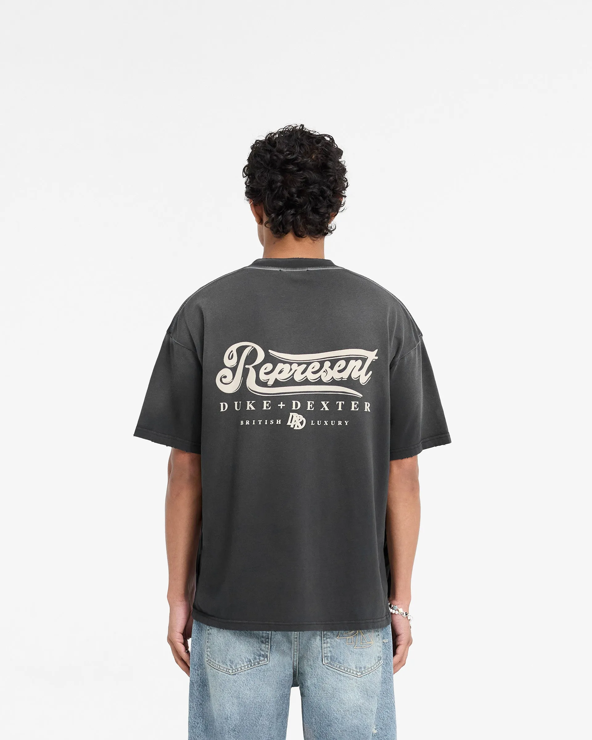 Represent X Duke   Dexter British Luxury T-Shirt - Stained Black