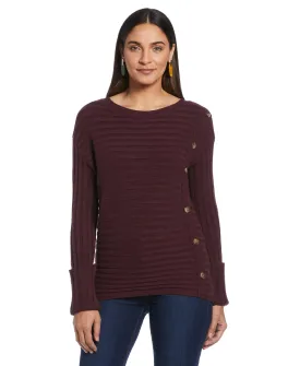 Ribbed Sweater with Button Detail